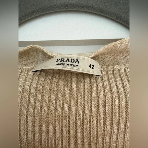 Prada Light Beige Women's Cardigan Sweater